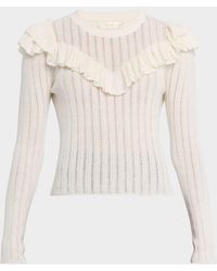 LoveShackFancy - Presla Pointelle Ruffle Sweater - Lyst