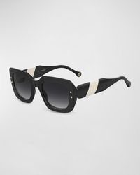 Carolina Herrera - Patterned Acetate Rectangle Sunglasses - Lyst