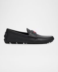 Gucci - Apos;S Leather Moc-Toe Drivers - Lyst