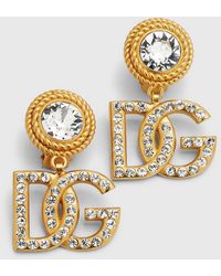Dolce & Gabbana - Crystal Logo Clip-On Earrings - Lyst