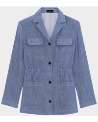 Theory - Cinched Denim Crunch Jacket - Lyst