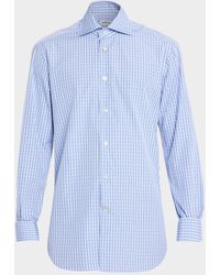 Kiton - Apos;S Cotton Grid Check Sport Shirt With Mother-Of-Pearl Buttons - Lyst