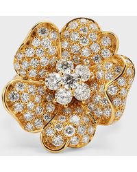 Leo Pizzo - 18k Yellow Gold Pave Diamond Flower Ring, Size 6 - Lyst
