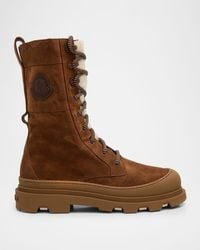 Moncler - Vera High Suede And Shearling Lace-Up Boots - Lyst