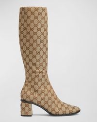 Gucci - GG Supreme-canvas Knee-high Boots - Lyst