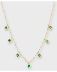 Jennifer Meyer - 18k Yellow Gold 7 Mini Bezel Dangle Necklace With Emeralds - Lyst