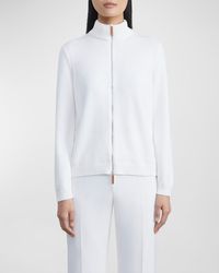 Lafayette 148 New York - Cotton/Silk Tape Fitted Bomber Sweater - Lyst