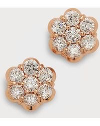 Bayco - 18k Rose Gold Floral Diamond Stud Earrings - Lyst