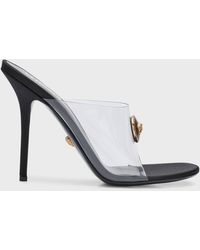 Versace - Medusa Clear Stiletto Mule Sandals - Lyst