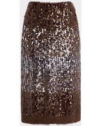 Brunello Cucinelli - Multi-Size Degrade Pailette Mohair Knit Midi Skirt - Lyst