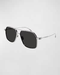 Alexander McQueen - Double-bridge Metal Skull Aviator Sunglasses - Lyst