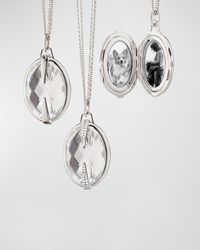 Monica Rich Kosann - Sterling Oval Faceted Rock Crystal And Sapphire Locket On Double Chain, 30"L - Lyst