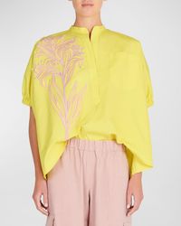 Silvia Tcherassi - Susanne Floral Embroidered Short-Sleeve Blouse - Lyst