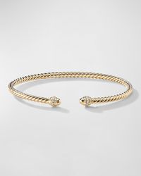 David Yurman - 18k Gold Petite Cablespira® Bracelet W/ Diamonds, Size M - Lyst