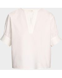 FRAME - Cotton V-Neck Popover Top - Lyst