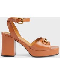Gucci - Lady Leather Horsebit Platform Sandals - Lyst