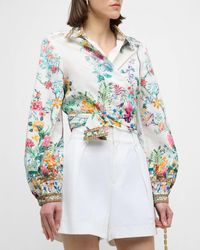Camilla - Cropped Tie-front Organic Cotton Poplin Wrap Shirt - Lyst