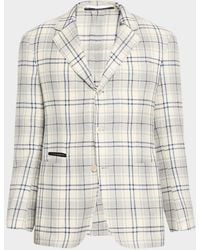 dunhill - Apos;S Wool And Linen Tattersall Check Single-Breasted Sport Coat - Lyst