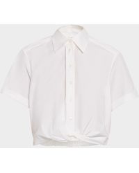 A.L.C. - Lily Cropped Twist-Front Poplin Shirt - Lyst