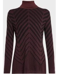 Misook - Chevron Turtleneck Knit Tunic Sweater - Lyst