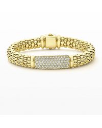 Lagos - 18k Caviar Gold Rope Bracelet W/ 25mm Diamond Plate - Lyst
