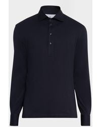 Brunello Cucinelli - Cotton Long-Sleeve Polo Shirt - Lyst