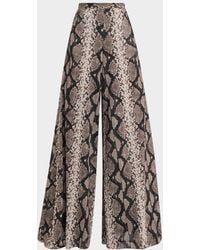 LAPOINTE - Snakeskin-Print Mesh Wide-Leg Pants - Lyst