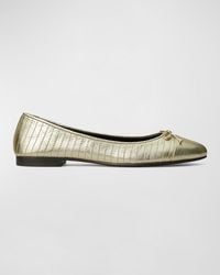 Tory Burch - Quilted Metallic Bow Ballerina Flats - Lyst