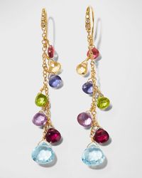 Marco Bicego - 18k Yellow Gold Paradise Long Drop Earrings With Mixed Gems - Lyst