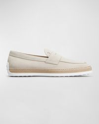 Tod's - Mocassino Gomma Rafia Tv Suede Loafers - Lyst