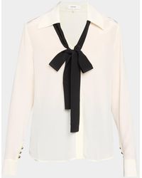 FRAME - Point Collar Silk Shirt - Lyst