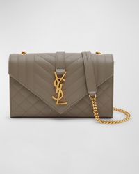 Saint Laurent - Envelope Triquilt Small Ysl Shoulder Bag In Grained Leather - Lyst