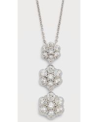 Bayco - 18k White Gold Triple Flower Diamond Pendant Necklace - Lyst