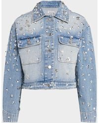 Jonathan Simkhai - Everli Embellished Cropped Denim Jacket - Lyst