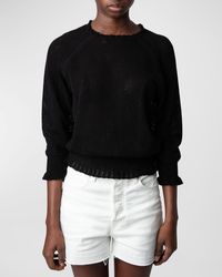 Zadig & Voltaire - Moria Pointed-Knit Crewneck Sweater - Lyst