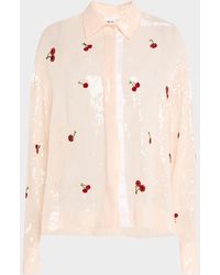 Des Phemmes - Sequined Cherry Boyfriend Shirt - Lyst