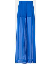 Akris - Pleated Silk Organza Wide-Leg Pants - Lyst