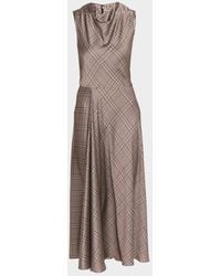 Vince - Pressed Plaid Cowl-Neck Dress - Lyst