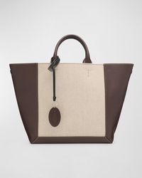 Tod's - Medium Double Up Leather And Canvas Shopping Bag - Lyst