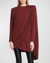 Saint Laurent - Draped Wool Jersey Minidress - Lyst