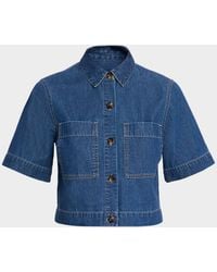 Veronica Beard - Spruce Short-Sleeve Denim Top - Lyst