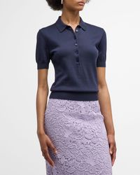 Carolina Herrera - Short-Sleeve Knit Polo Shirt - Lyst