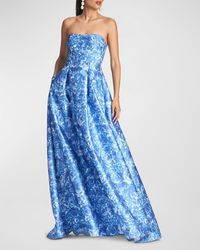 Sachin & Babi - Giovanna Strapless Pleated Floral-Print Gown - Lyst