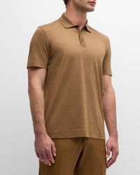 BOSS - Solid Cotton Silk Short-Sleeve Polo Shirt - Lyst
