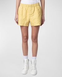 Zadig & Voltaire - Pax Crinkled Leather Shorts - Lyst