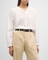 Nili Lotan - Gathered Long-Sleeve Peasant Shirt - Lyst
