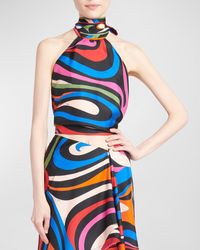 Emilio Pucci - Abstract-Print Silk Halter Scarf Top - Lyst