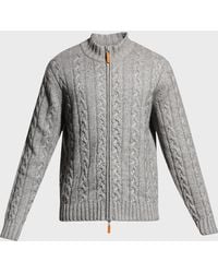 Neiman Marcus - Apos;S Merino Wool-Cashmere Full-Zip Cable Sweater - Lyst