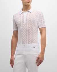 DSquared² - Pointelle Knit Short-Sleeve Polo Shirt - Lyst