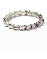 Oscar Heyman - Platinum Pink Sapphire Round Diamond Cornucopia Tennis Bracelet - Lyst